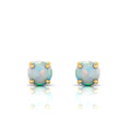 Gold Plated Round Opal Stud Earrings