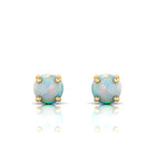 Gold Plated Round Opal Stud Earrings