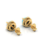 Gold Plated Round Opal Stud Earrings