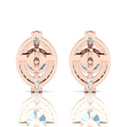 Rose Gold Plated Cluster Studs Blue Sapphire & Diamond Earrings