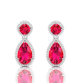 Ruby Tear Drop Dangle Sterling Silver Earrings