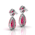 Ruby Tear Drop Dangle Sterling Silver Earrings