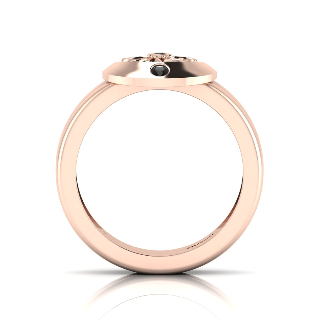 Sun And Moon Band Rose Gold Plated Black Diamond Ring