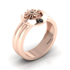 Sun And Moon Band Rose Gold Plated Black Diamond Ring
