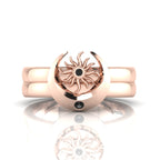 Sun And Moon Band Rose Gold Plated Black Diamond Ring