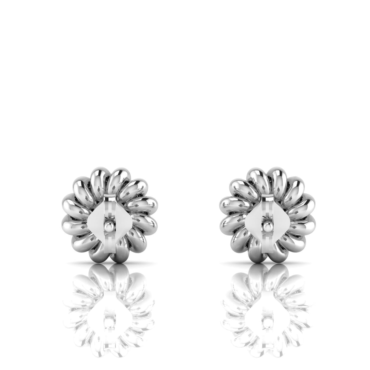 Twisted Studs Round Ruby Sterling Silver Earrings