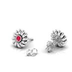 Twisted Studs Round Ruby Sterling Silver Earrings