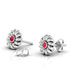 Twisted Studs Round Ruby Sterling Silver Earrings