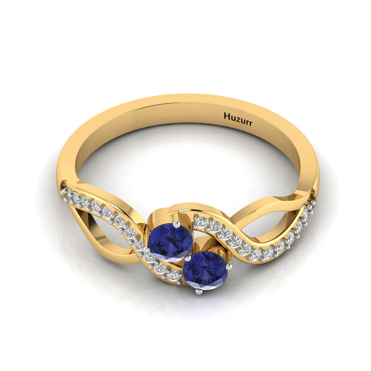 Tanzanite Gold Plated Two Tone 2 Stone Infinity Ring