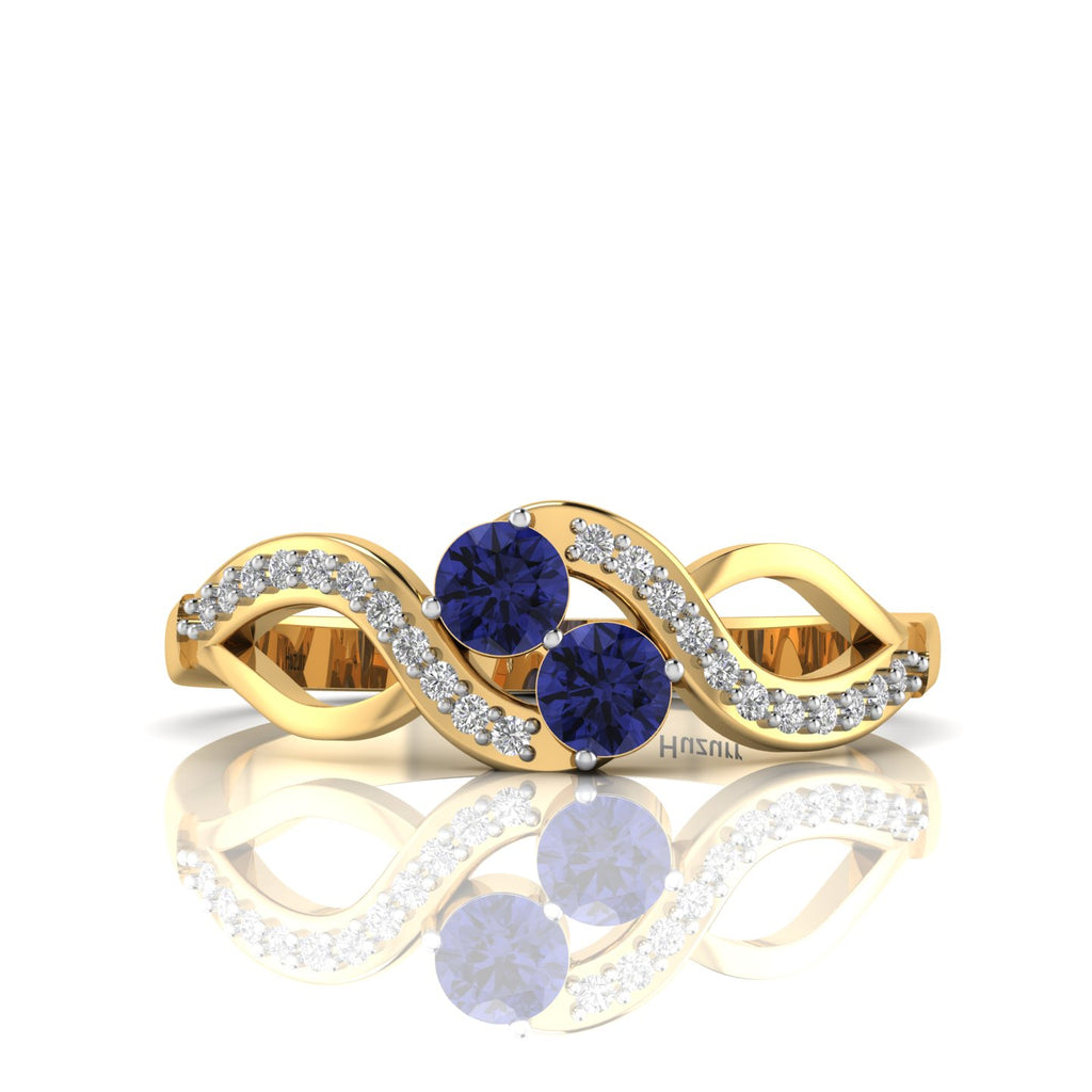 Tanzanite Gold Plated Two Tone 2 Stone Infinity Ring