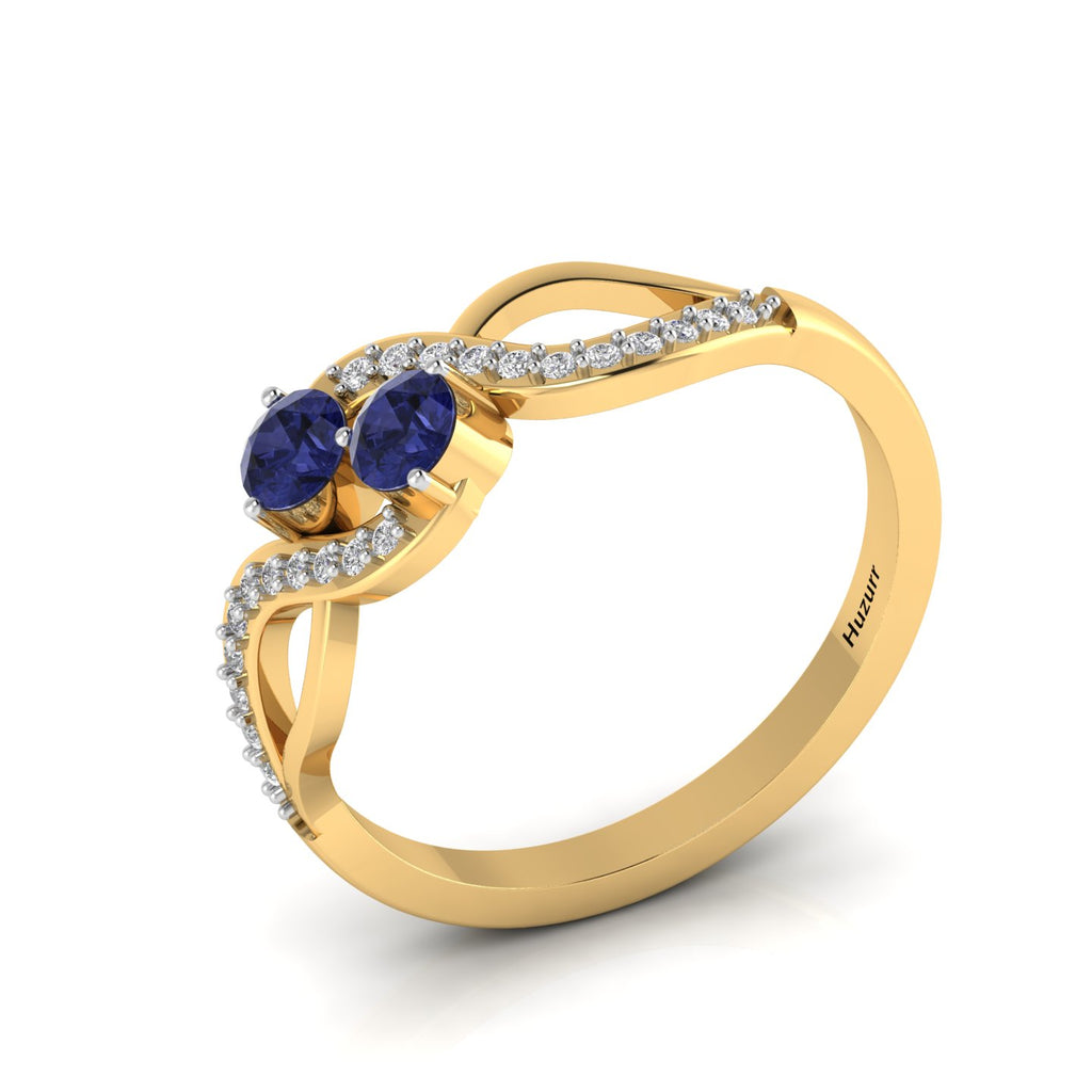 Tanzanite Gold Plated Two Tone 2 Stone Infinity Ring