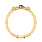Gold Plated 3 Stone Flower Black Diamond Ring