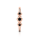Gold Plated 3 Stone Flower Black Diamond Ring