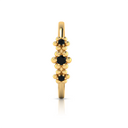 Gold Plated 3 Stone Flower Black Diamond Ring