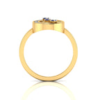 Tanzanite Gold Plated Two Tone 3 Stone Open Ring