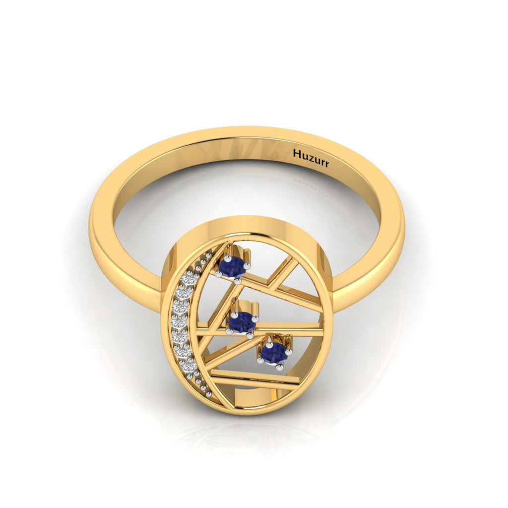 Tanzanite Gold Plated Two Tone 3 Stone Open Ring