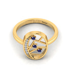 Tanzanite Gold Plated Two Tone 3 Stone Open Ring