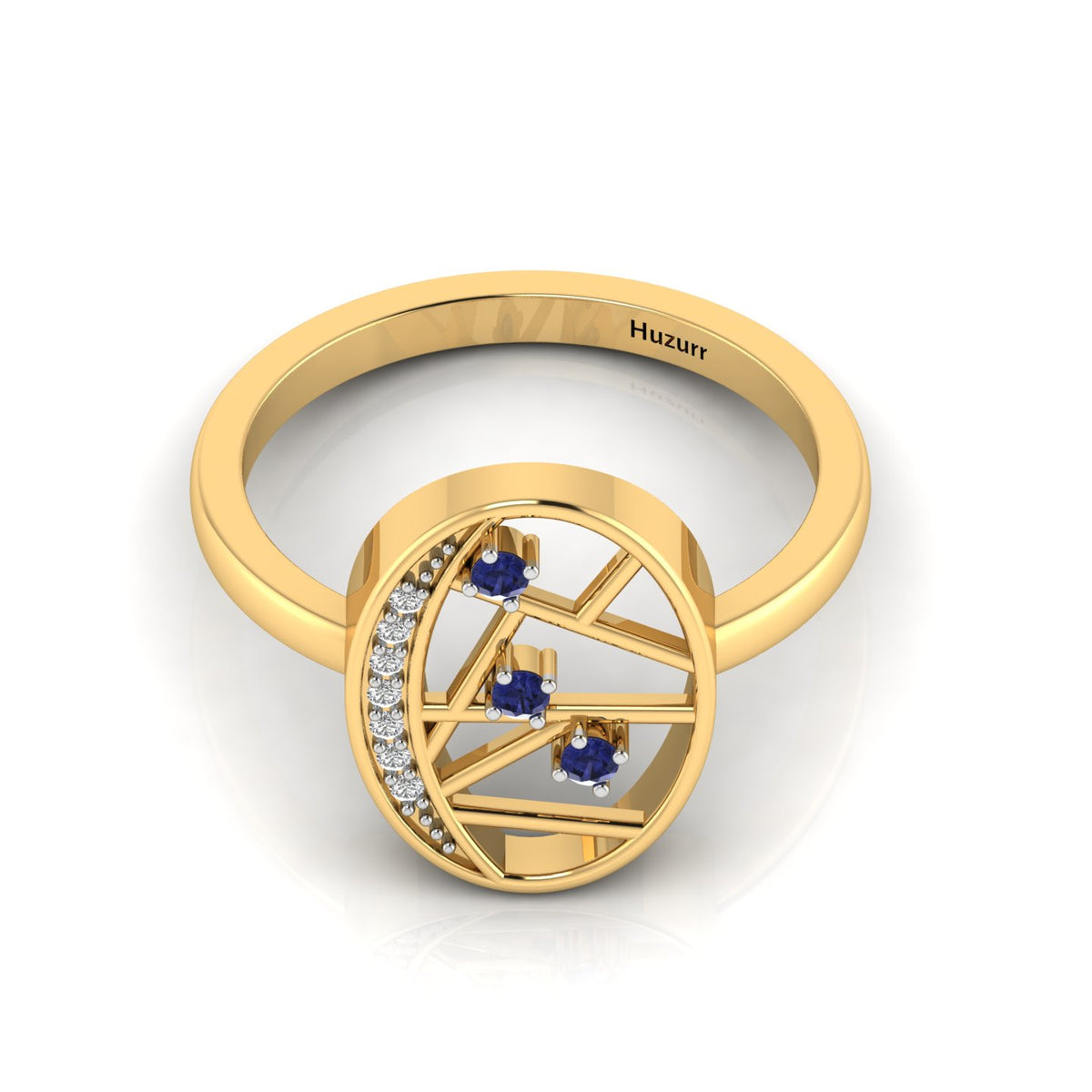 Tanzanite Gold Plated Two Tone 3 Stone Open Ring