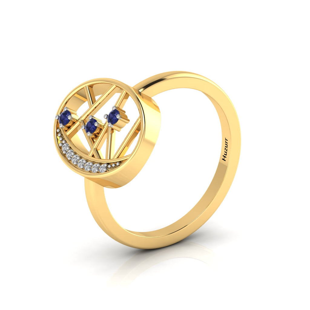 Tanzanite Gold Plated Two Tone 3 Stone Open Ring