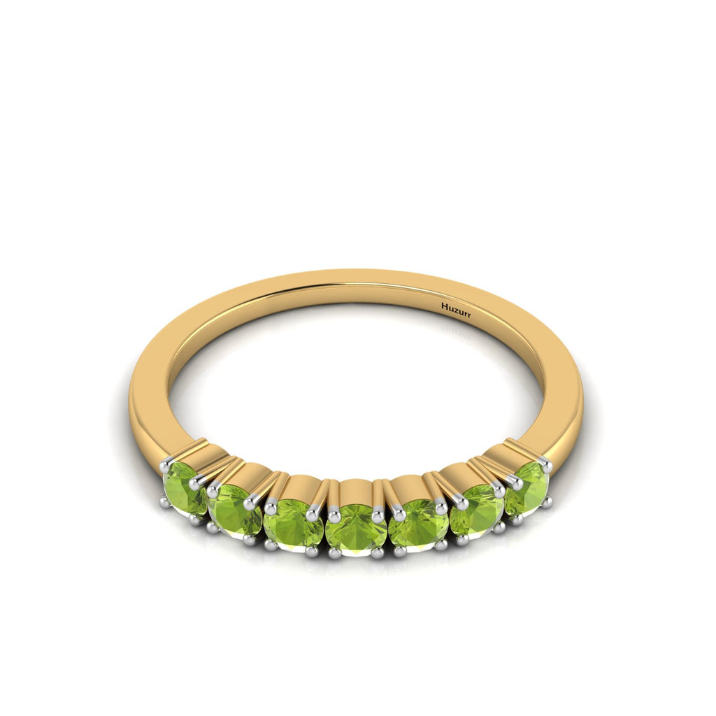 7 Stone Peridot Gold Plated Two Tone Ring