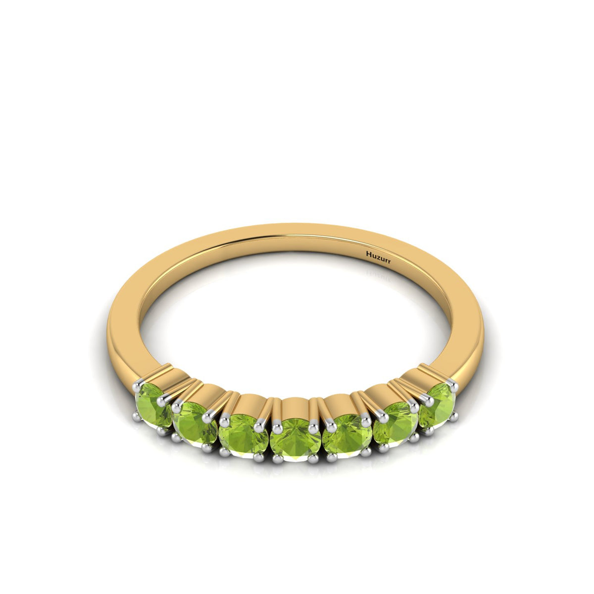 7 Stone Peridot Gold Plated Two Tone Ring