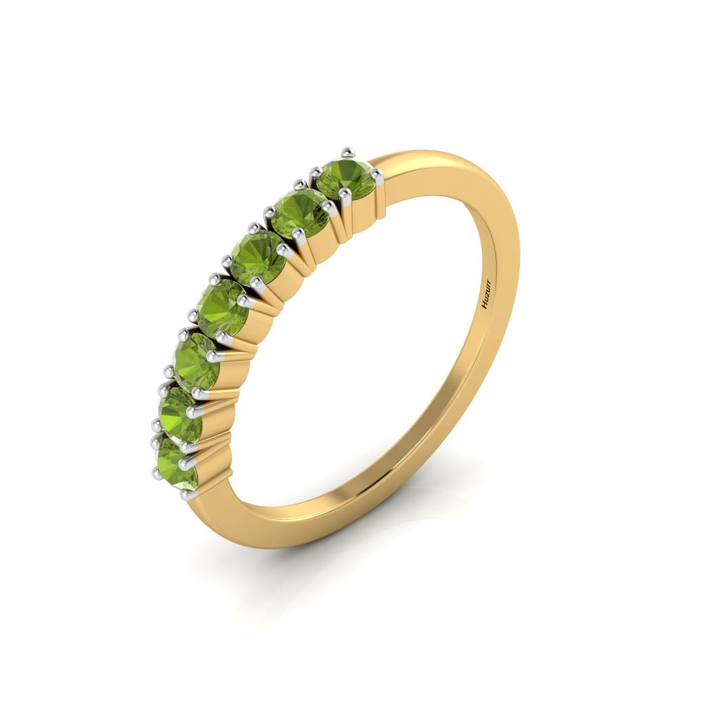 7 Stone Peridot Gold Plated Two Tone Ring