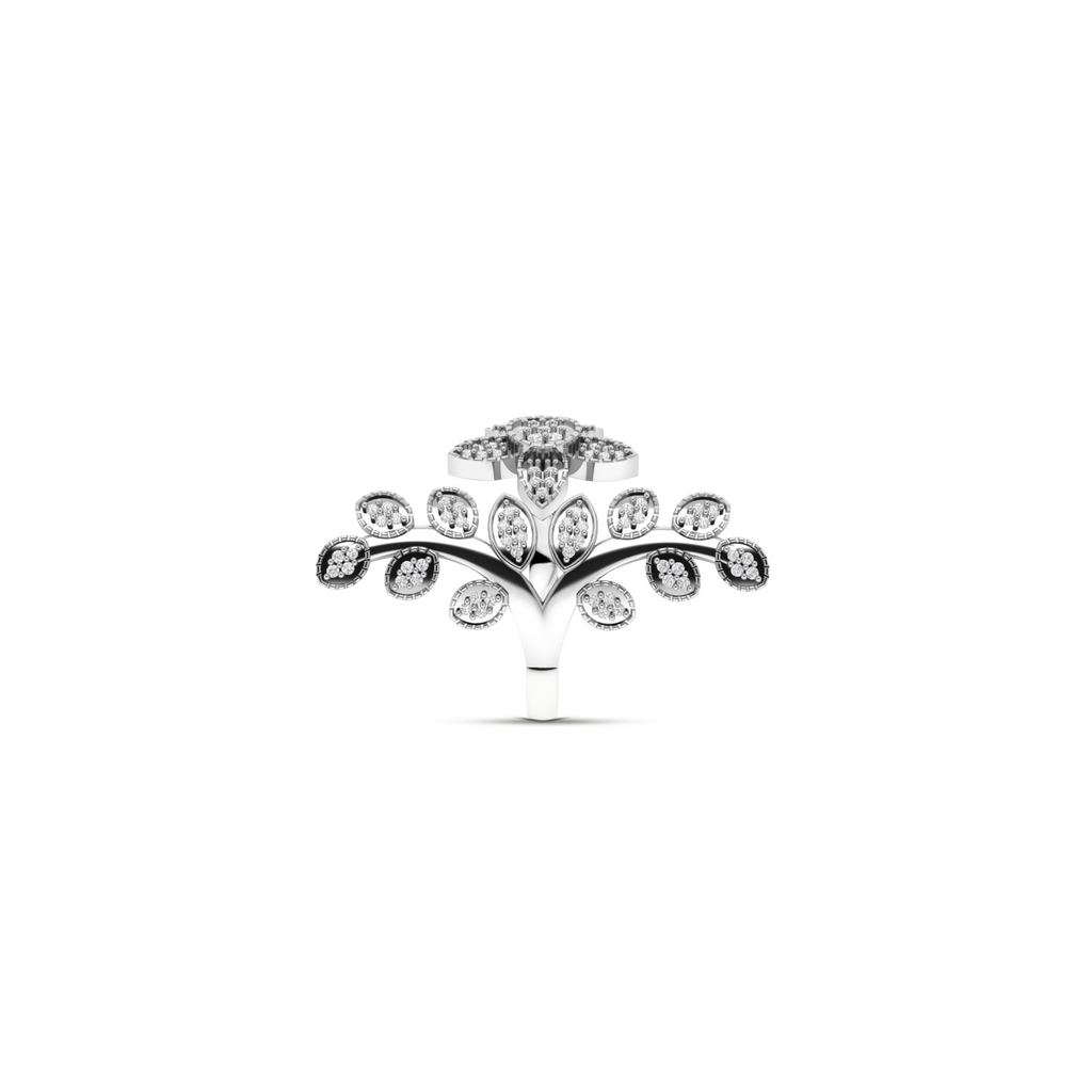 Diamond 925 Silver Celestial Star Leaf Ring