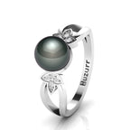 Tahitian Pearl Diamond 925 Silver Ring