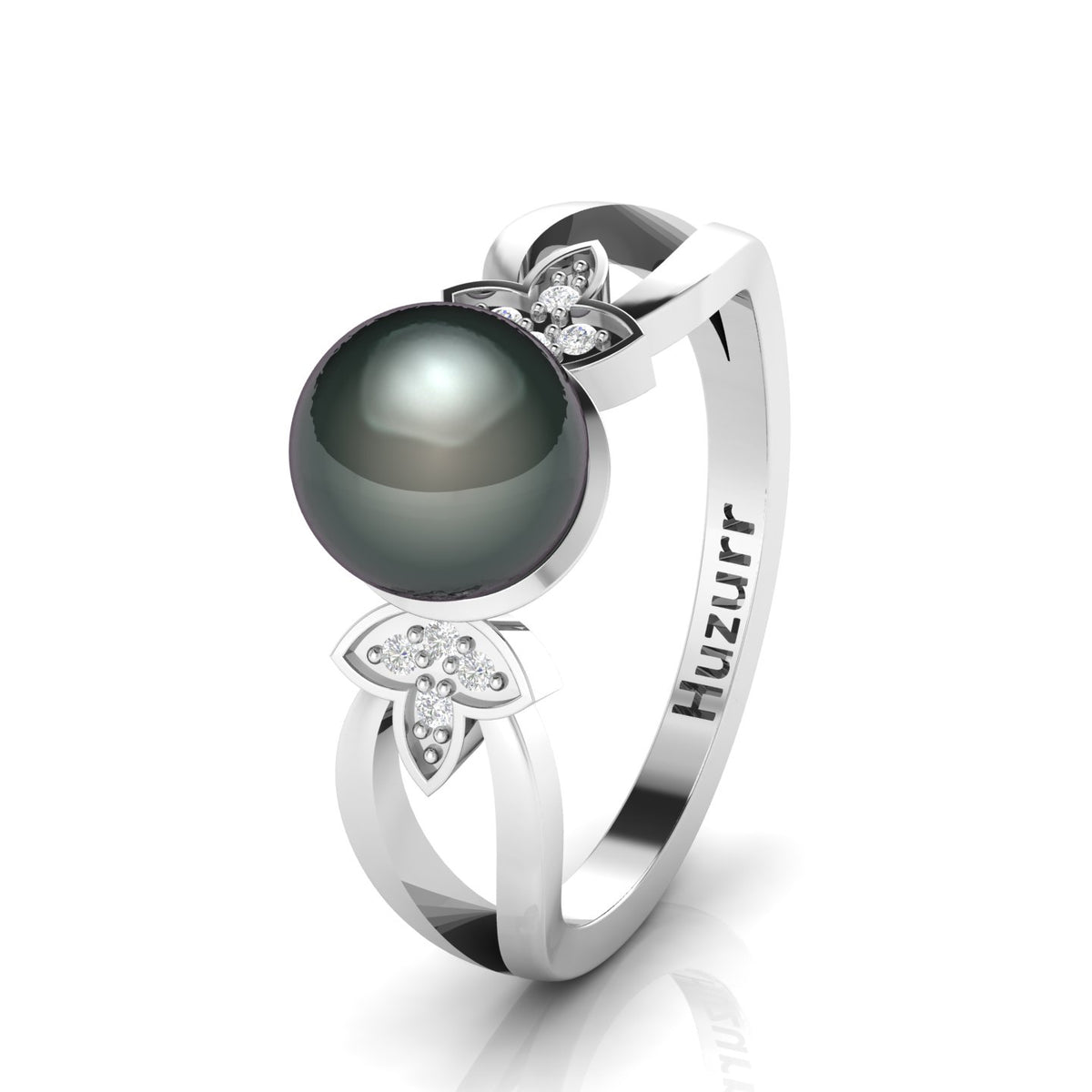 Tahitian Pearl Diamond 925 Silver Ring
