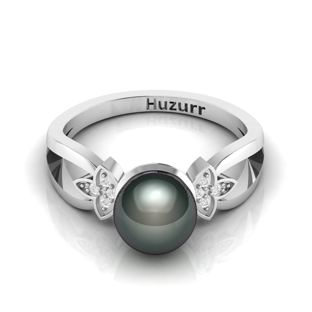 Tahitian Pearl Diamond 925 Silver Ring