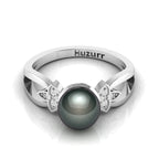 Tahitian Pearl Diamond 925 Silver Ring