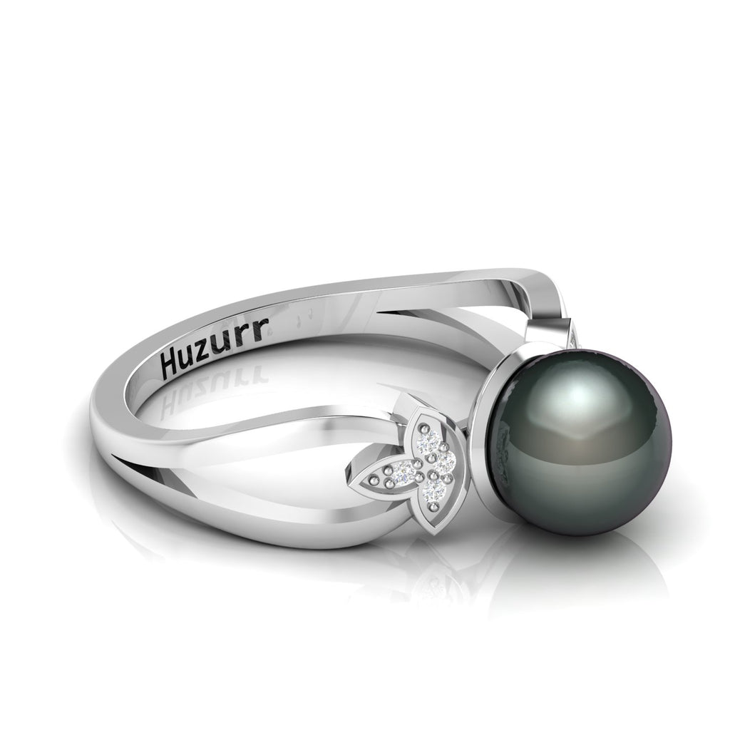 Tahitian Pearl Diamond 925 Silver Ring
