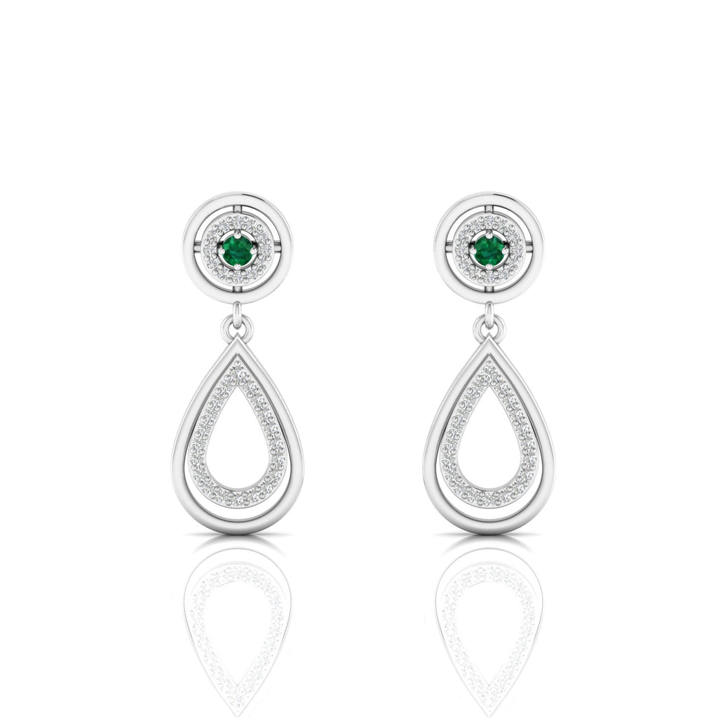 Emerald Teardrop Sterling Silver Dangle Earrings