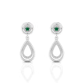 Emerald Teardrop Sterling Silver Dangle Earrings