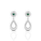 Emerald Teardrop Sterling Silver Dangle Earrings