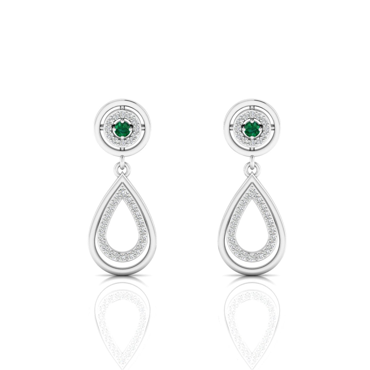 Emerald Teardrop Sterling Silver Dangle Earrings