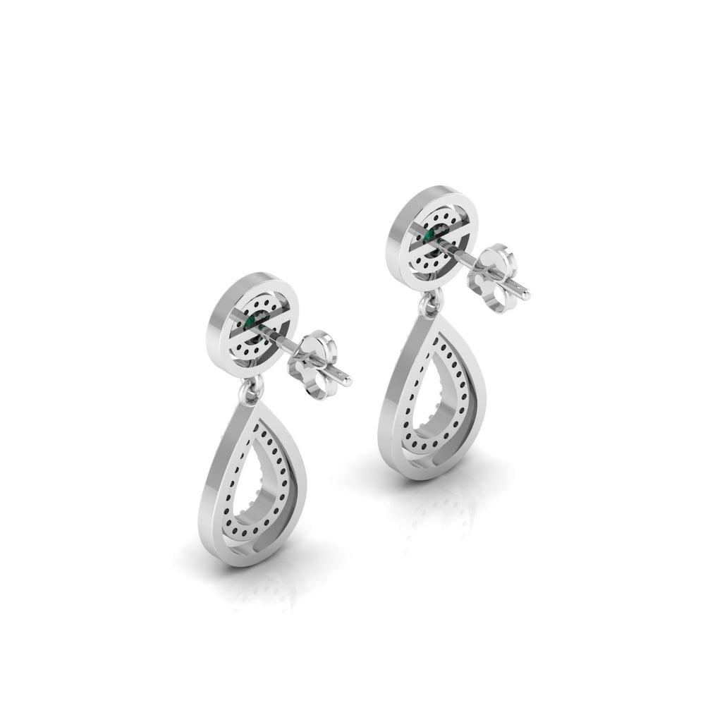 Emerald Teardrop Sterling Silver Dangle Earrings