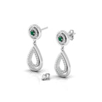 Emerald Teardrop Sterling Silver Dangle Earrings