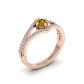 Rose Gold Plated Wishbone Round Coffee & White Diamond Solitaire Ring