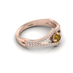 Rose Gold Plated Wishbone Round Coffee & White Diamond Solitaire Ring