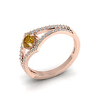 Rose Gold Plated Wishbone Round Coffee & White Diamond Solitaire Ring