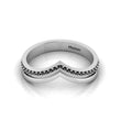 925 Silver Double V Black Diamond Wishbone Ring