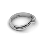 925 Silver Double V Black Diamond Wishbone Ring
