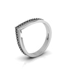 925 Silver Double V Black Diamond Wishbone Ring
