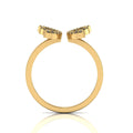 Gold Plated Round Black Diamond Open Butterfly Adjustable Ring