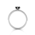 Silver Criss Cross Round Black Diamond Stackable Ring