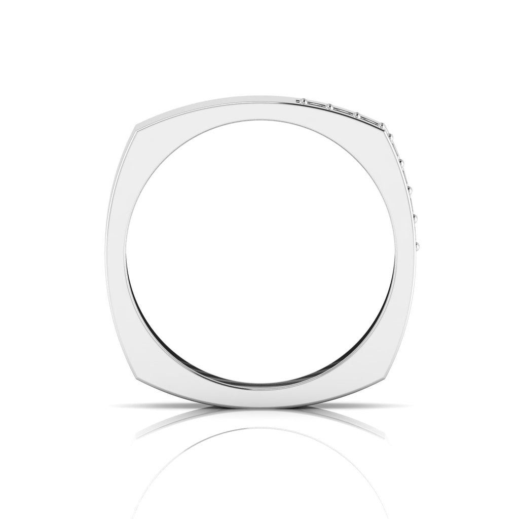 Round Black Diamond Square Band Silver Ring