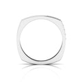 Round Black Diamond Square Band Silver Ring
