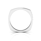 Round Black Diamond Square Band Silver Ring