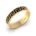 Gold Plated Black Enamel Maze-Design Band Ring